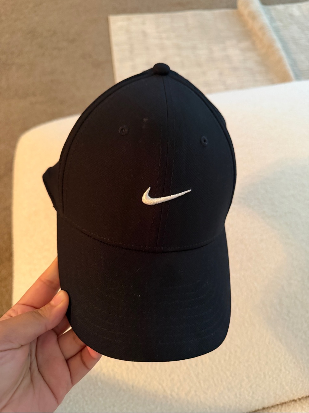 Nike Black Cap with White Swoosh Logo